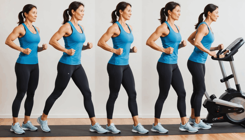 正しいフォームでスクワットを行っている人のイラスト。脚やせや筋トレの効果を意識した体の使い方を示している。