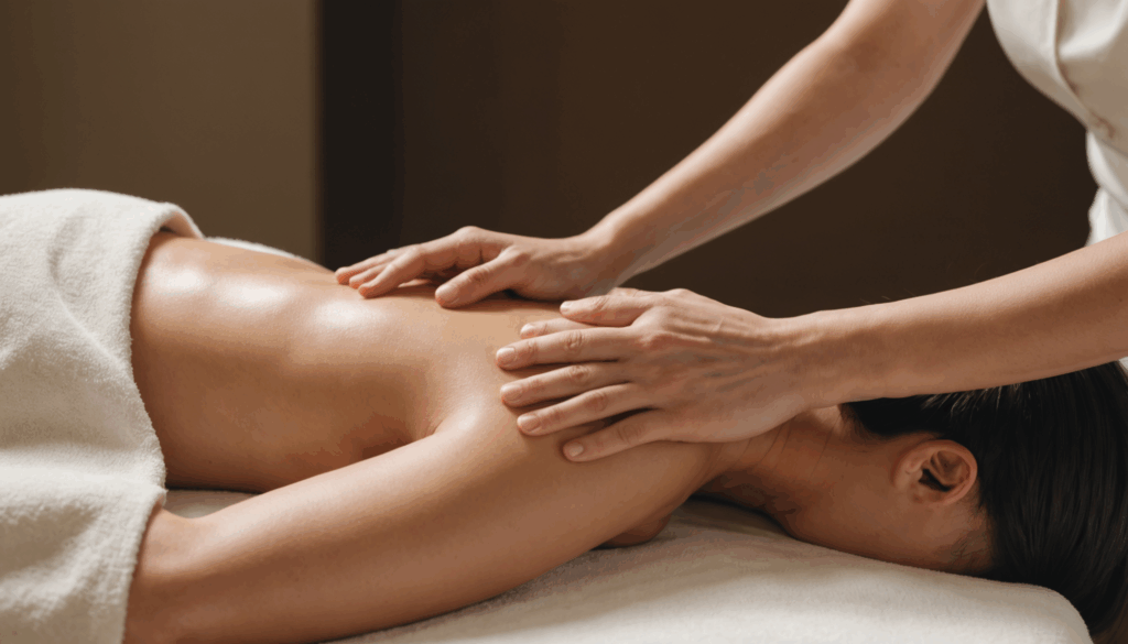 40代の女性が自信に満ちた表情で、引き締まったウエストを見せる姿。明るい医療クリニックの背景で、お腹痩せやダイエットの重要性を感じさせる。