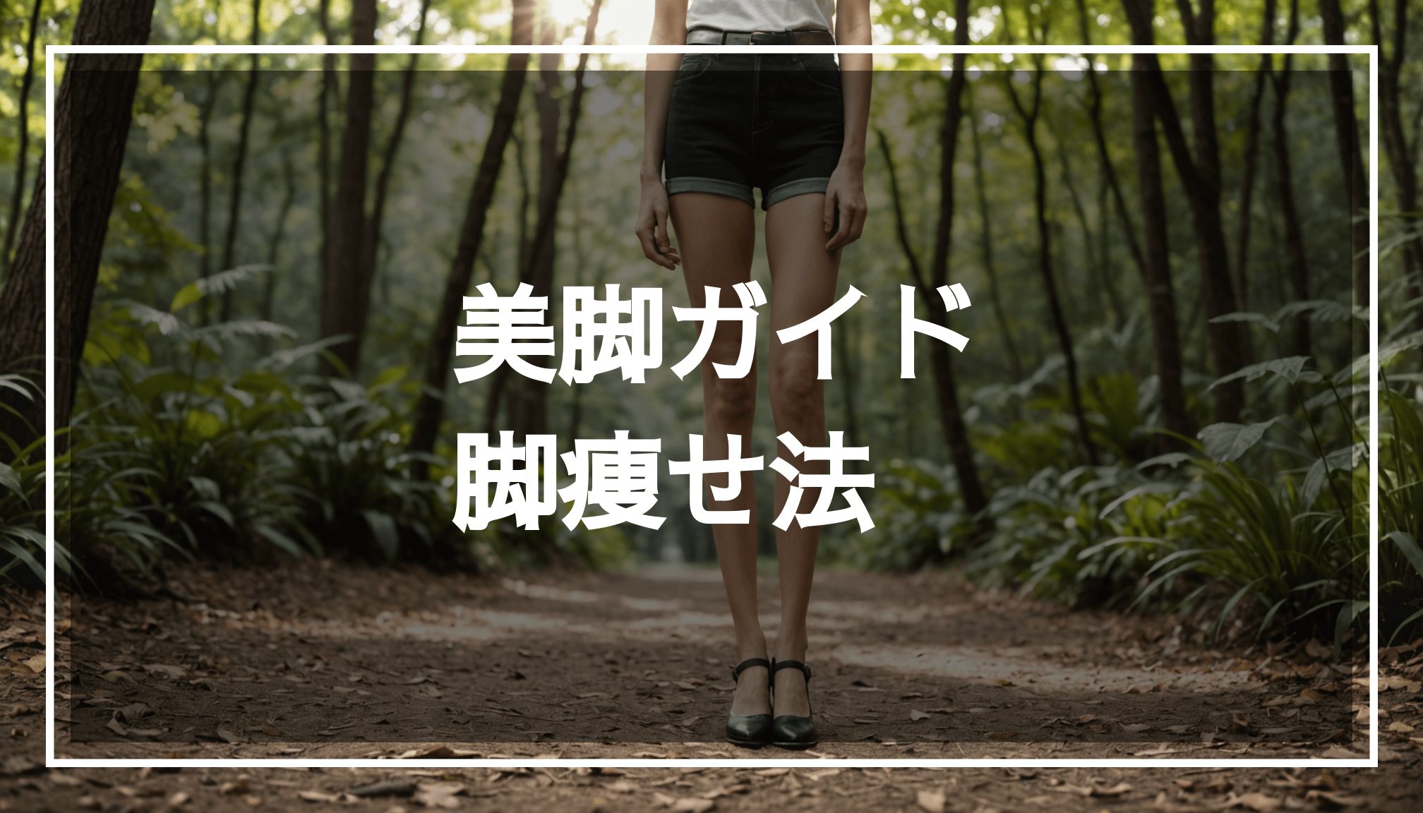 自然な屋外の背景で、長くスレンダーな脚が映る写真。脚痩せやむくみ解消に効果的なストレッチやマッサージを連想させる美脚のイメージ。