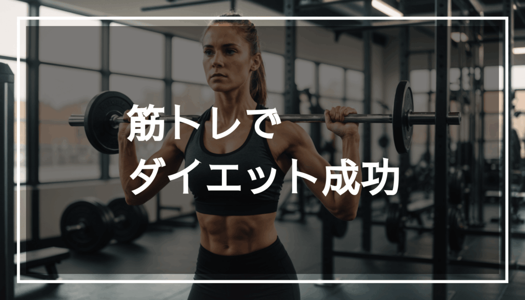 ジムで筋トレをしている人物の写真。力強さと決意を示し、背景にはフィットネス器具がぼやけて見える。ダイエットや筋肥大に向けたトレーニングの様子を伝える