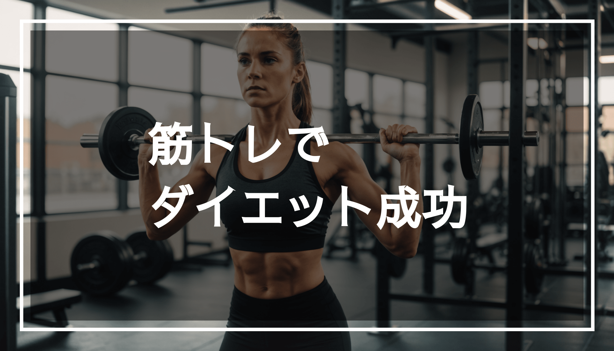 ジムで筋トレをしている人物の写真。力強さと決意を示し、背景にはフィットネス器具がぼやけて見える。ダイエットや筋肥大に向けたトレーニングの様子を伝える