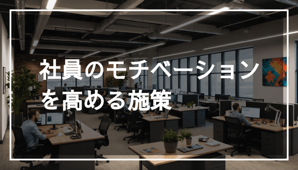 モチベーションに満ちた社員たちが活気ある職場でチームワークを発揮し、成長を目指した提案やコミュニケーションを行っている様子。