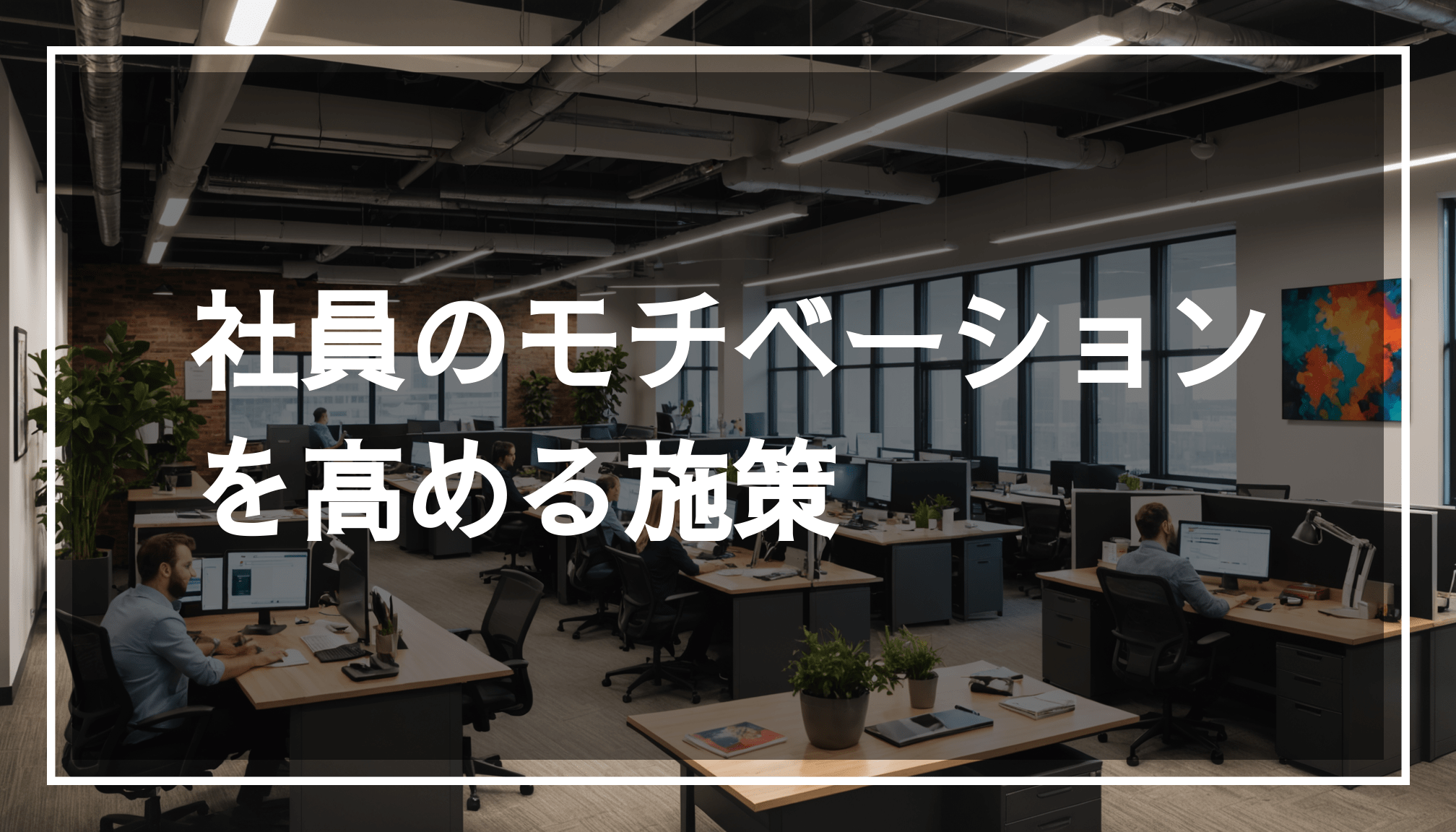 モチベーションに満ちた社員たちが活気ある職場でチームワークを発揮し、成長を目指した提案やコミュニケーションを行っている様子。