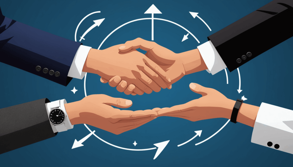 日本のオフィスで、退職理由を丁寧に伝え、同僚に感謝の意を表しながら円満退職を目指す様子。