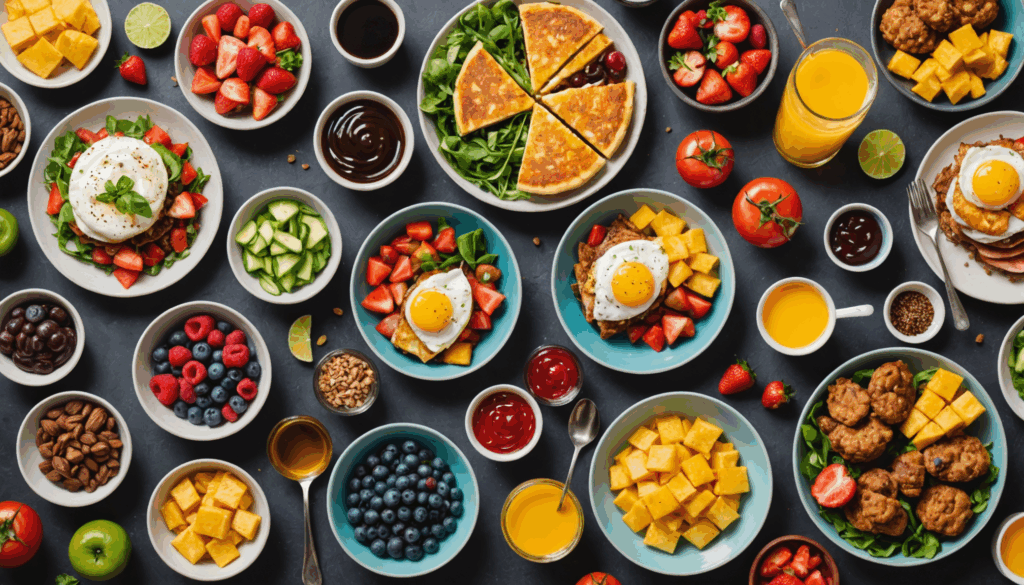 ケトジェニックダイエット中のチートデイを祝う、カラフルで美味しそうなケトフレンドリーな食事の盛り付け