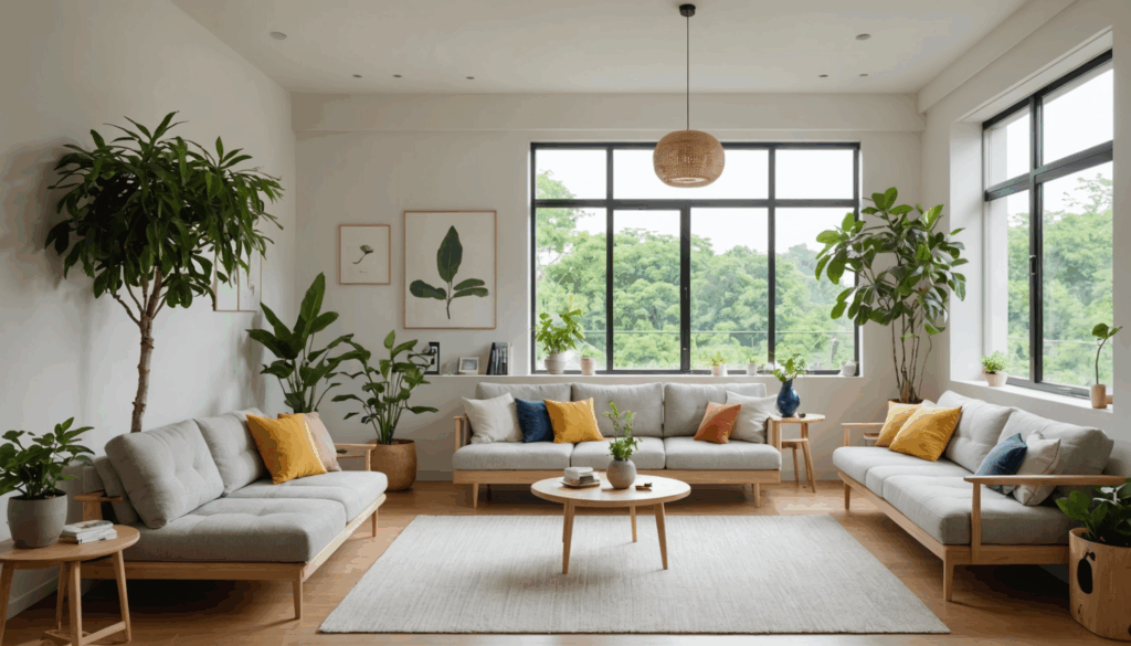 シトリン、タイガーアイ、ルチルクォーツのパワーストーンが木製の表面に美しく配置され、自然光で照らされる様子。金運や財運を引き寄せるアクセサリーとしての魅力を強調しています。