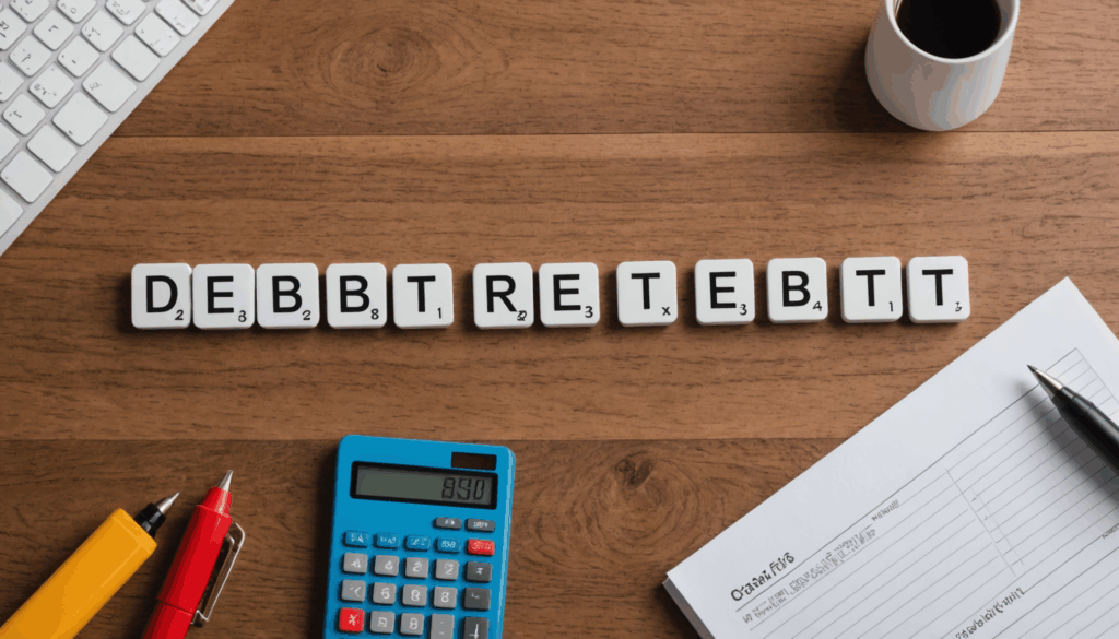 債務整理の手続き方法を示すイラストで、任意整理、個人再生、自己破産の特徴を視覚的に表現しています