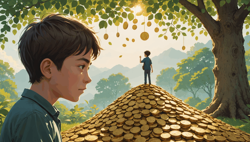 未来的なガジェットのイラスト。スマートホームデバイスやワイヤレス充電器など、便利でおしゃれな設計が自宅のモダンな環境で使用されている様子を描いています。