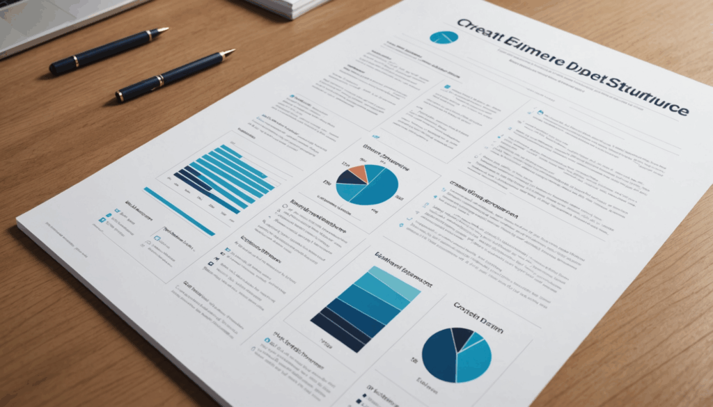 資料作成のための見やすいスライドデザインを示した画像で、整理されたセクションや余白、グラフが配置されています。