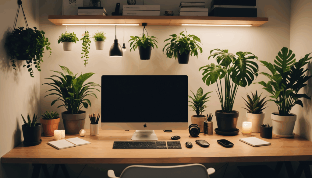 スタイリッシュなデスクに置かれた高音質のPCマイクの写真。USB接続で、クリアな音質を提供するおすすめのスタンドマイク