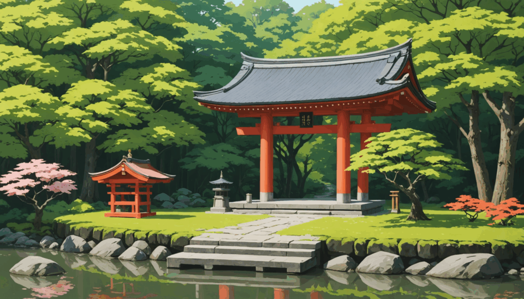 温かみのある木製の家具と柔らかな照明、植物が配置されたカフェの内部。リラックスや読書に最適な癒しのスポット。