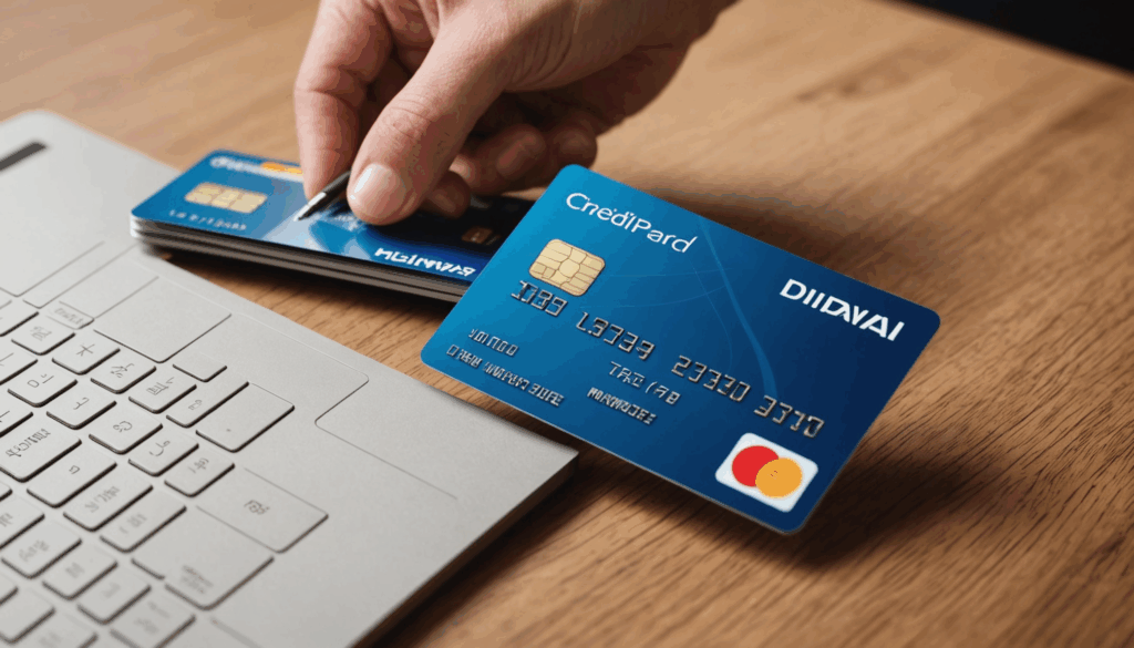 クレジットカードの利用に関するヒントやメリットを示すモダンなデザインの画像。金融計画の重要性を表現しています