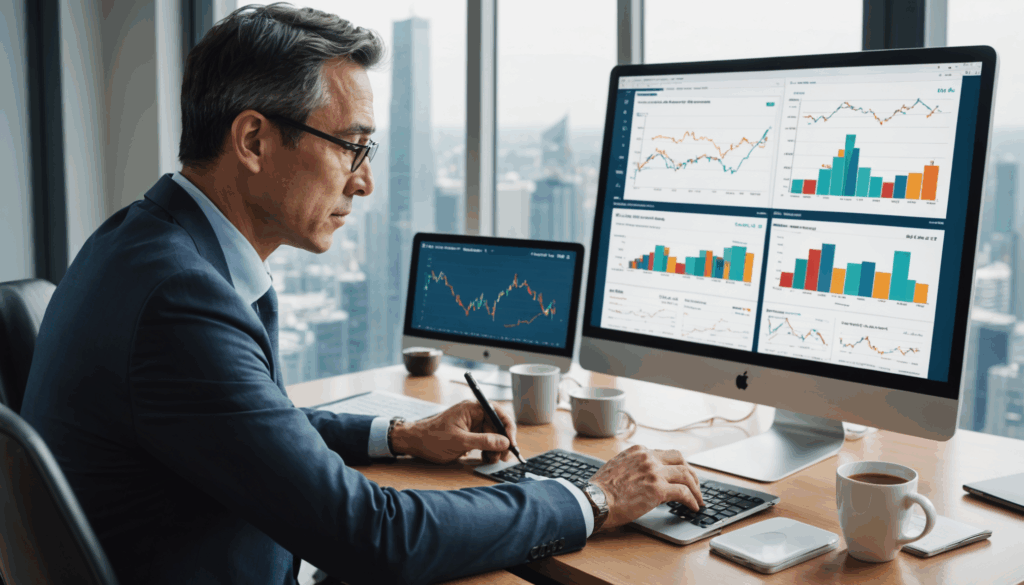 明るい木製デスクの上に置かれた最新のBluetoothアダプタと、その背景にあるノートパソコンの写真。テクノロジーに精通した雰囲気を醸し出しています。