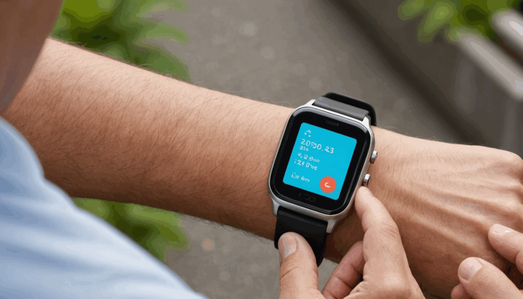 通通話機能を備えたスマートウォッチを使用している日本人の女性の写真。アウトドアで健康管理をしながら、スタイリッシュなデザインが際立っています。