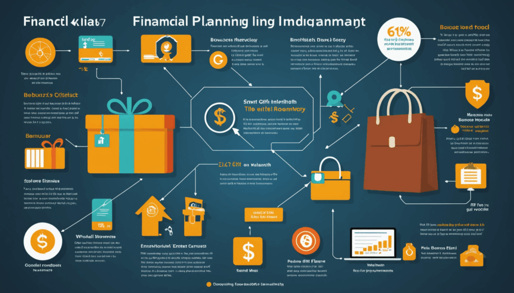 年収アップを象徴する上向きの矢印が描かれ、職種やスキルの向上、自己分析を示す要素が含まれたプロフェッショナルな環境の画像。