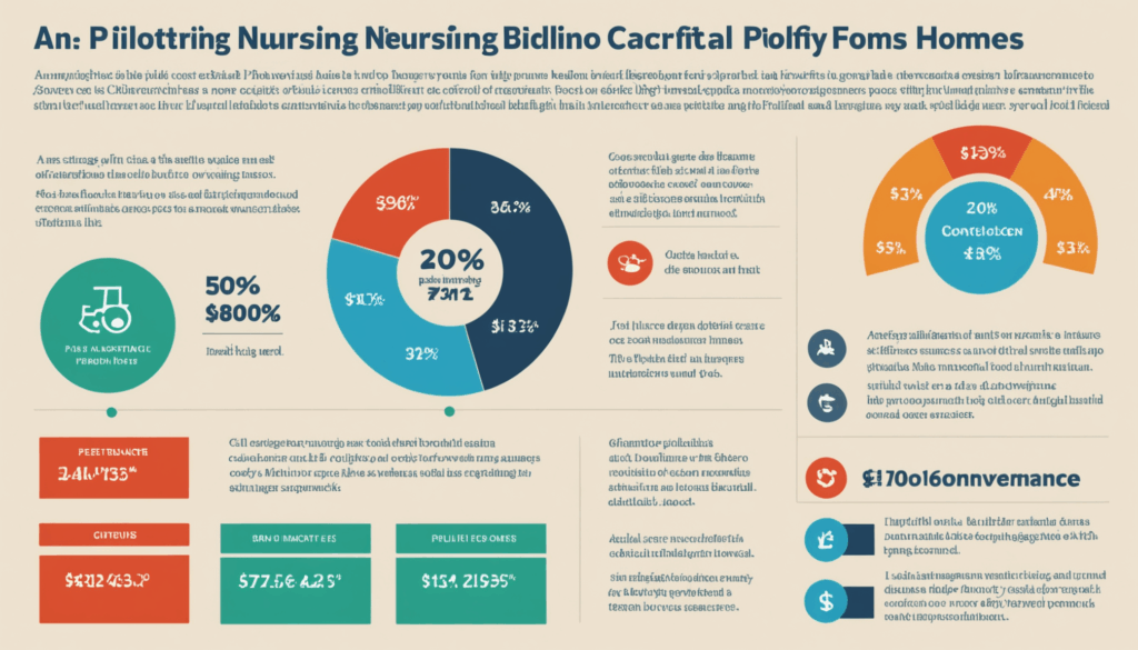 公的および民間の老人ホームの費用の違いを示すインフォグラフィック。介護保険のメリットや入居時の一時金、月額費用を含む重要なポイントを強調しています。
