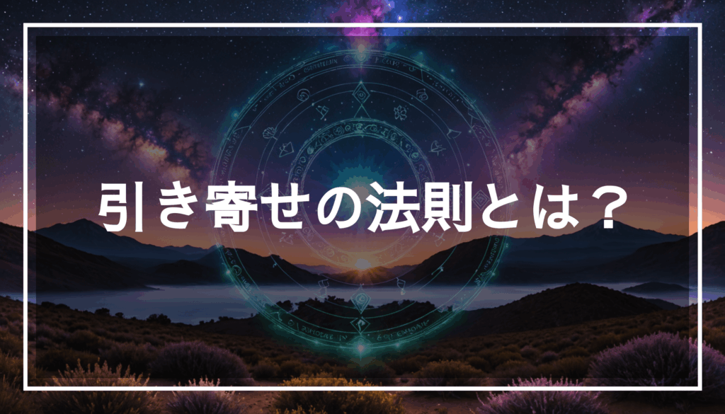 「引き寄せの法則を象徴する穏やかな風景の写真。自然の中でポジティブなエネルギーを感じる光るオーラが表現されている。