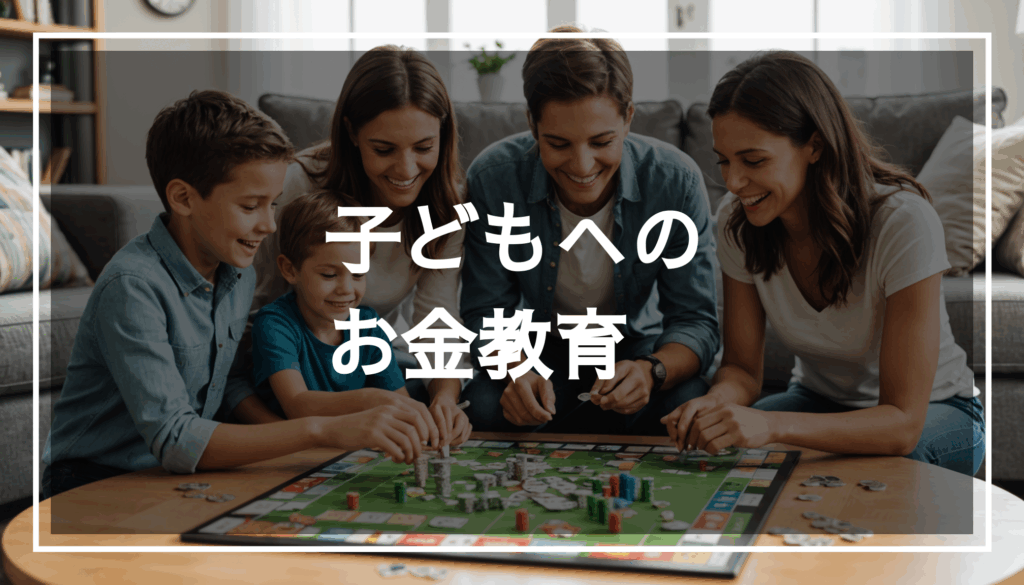 子どもたちが明るい教育の場で、お金の管理について学んでいる様子。貯め方や使い方を楽しく学ぶ活動が行われている。