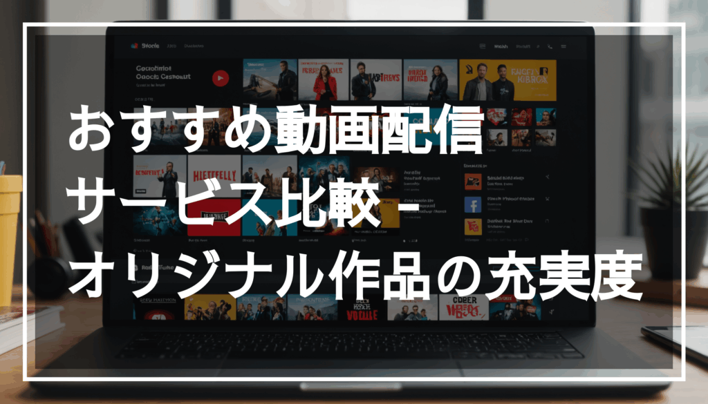 2025年の人気動画配信サービスを比較した画像で、オリジナル作品や特徴を強調している様子。サブスクの充実度を視覚的に表現しています。