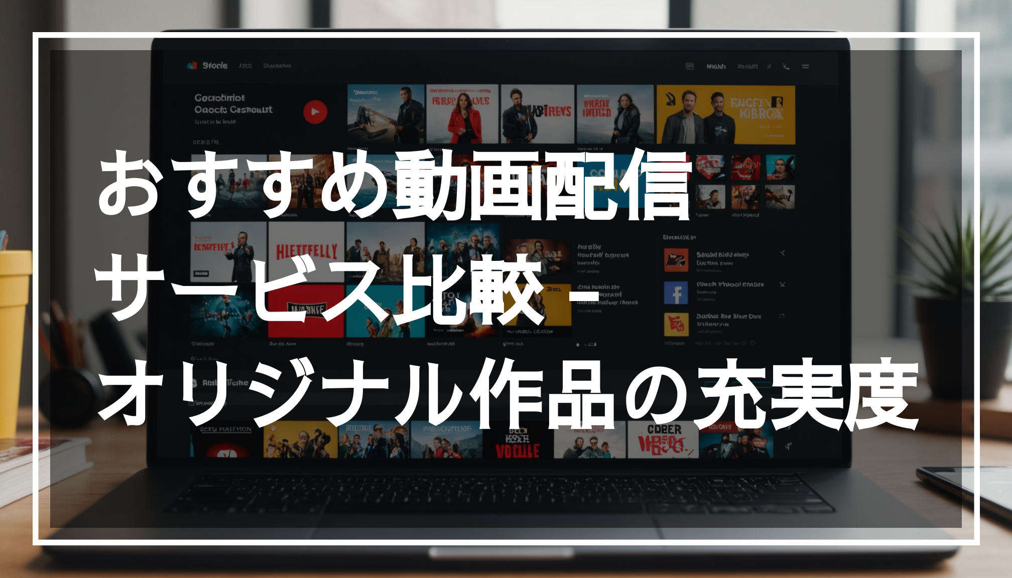 2025年の人気動画配信サービスを比較した画像で、オリジナル作品や特徴を強調している様子。サブスクの充実度を視覚的に表現しています。