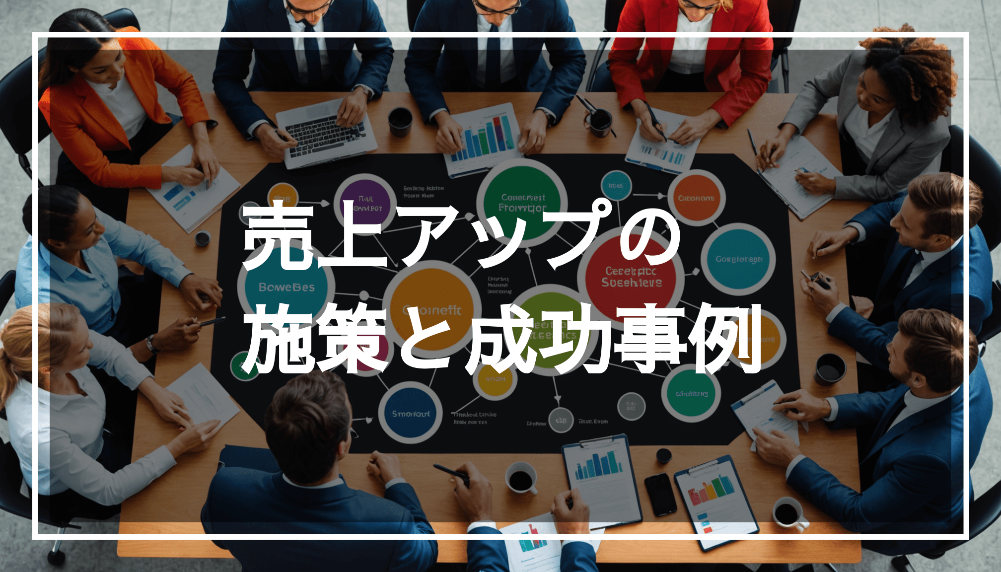 多様な人々が集まり、成長や成功について議論している活気あるビジネスシーンの写真。顧客のリピーター獲得に向けた施策を考える様子を表現。