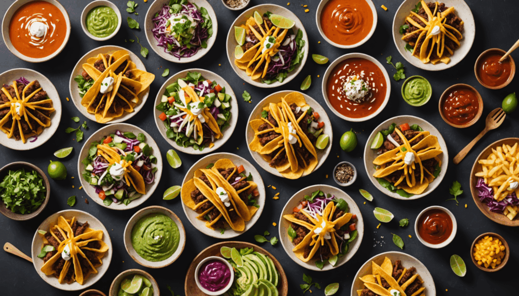 カラフルなタコスや美しいチュロスなど、健康的で持続可能な食材を使った料理の写真。鎌倉グルメの魅力を引き立てるビジュアル。