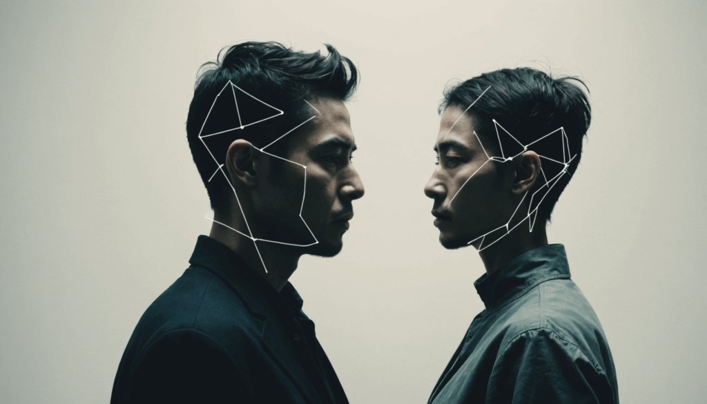 対照的なエネルギーを持つ二人の人物の写真。片方は疲れた様子で、もう片方はネガティブな雰囲気を醸し出している。波長が合わないコミュニケーションの特徴が表現されている。