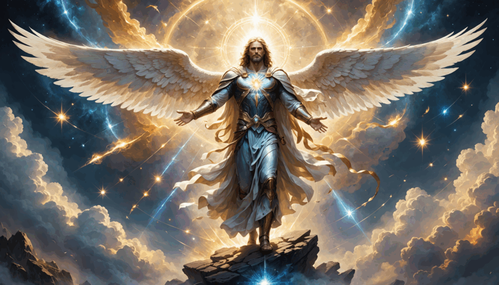 アセンションをテーマにした画像で、光とエネルギー、自然の要素が調和し、次元の変化を表現している様子。