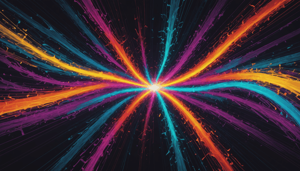 色とりどりのエネルギー場を抽象的に表現した画像で、波長が合わないエネルギーの相互作用を視覚化しています。