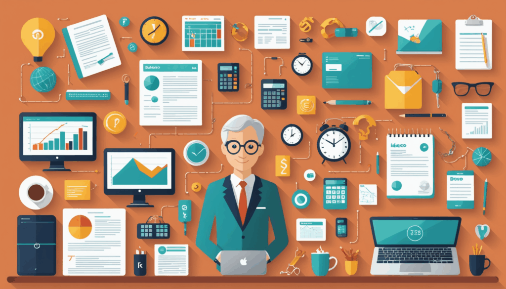 iDeCoのイラスト。個人の退職資金を積み立てるための柔軟な掛金設定や税制優遇、運用商品を示し、手続きの流れを視覚的に表現している。