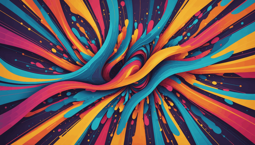 エネルギーの不均衡を表現した抽象的な画像。波長が合わない関係性における特徴を、穏やかな色合いと流れる形で表現している。